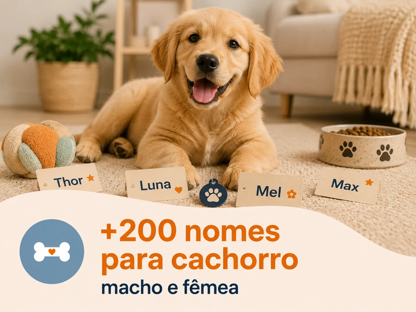 Cachorros de raças variadas representando sugestões de nomes