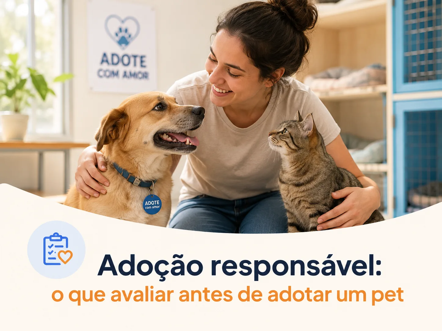 Família recebendo cão adotado em casa nova com responsabilidade
