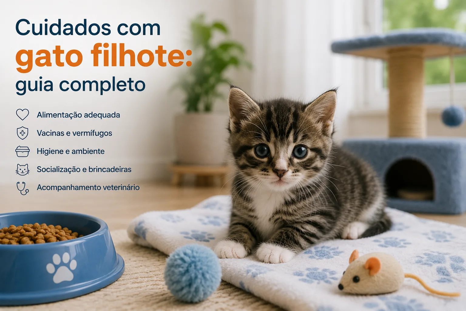 Filhote de gato em casa nova explorando ambiente seguro