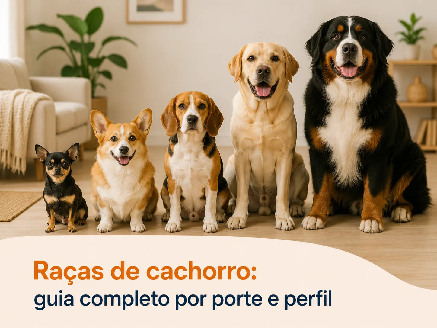 Cães de diferentes raças e portes representando o guia completo