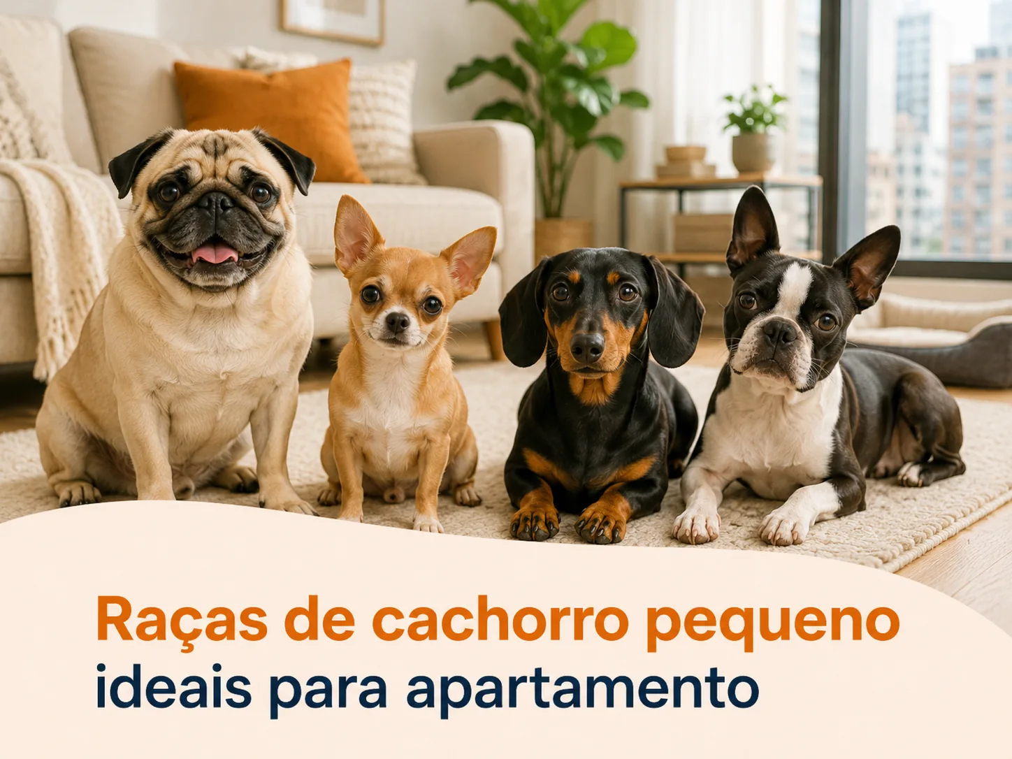 Cachorros de raças pequenas confortáveis em ambiente de apartamento