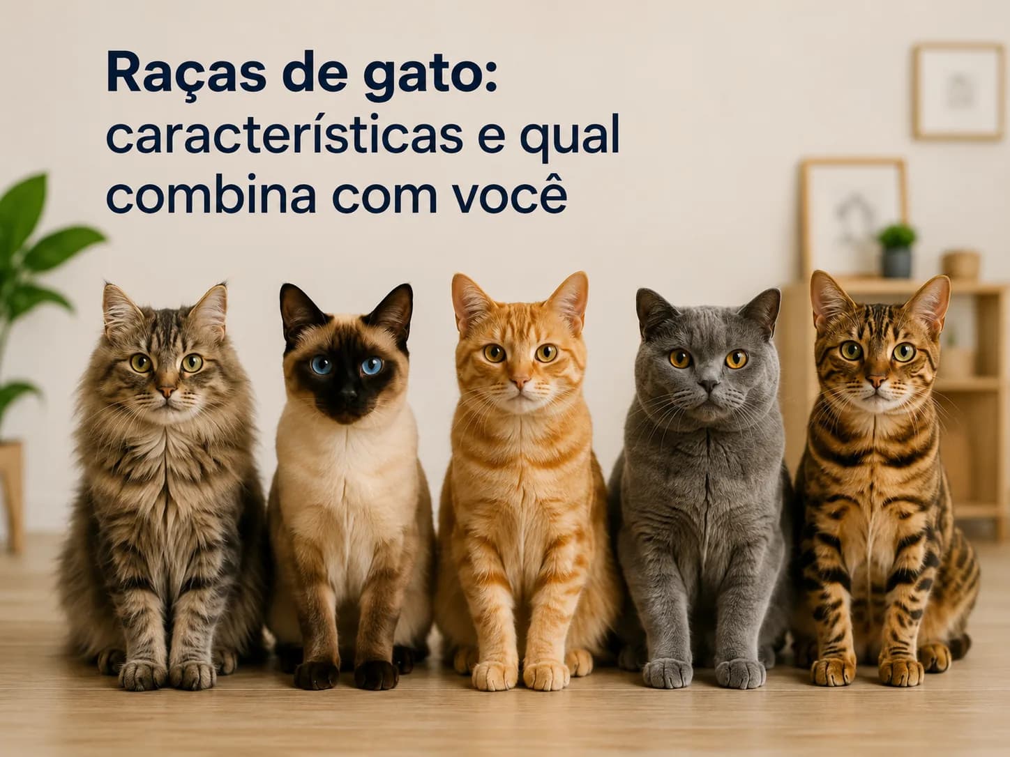 Gatos de diferentes raças mostrando características variadas para escolha do tutor